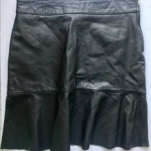 Black Flared Leather Mini Skirt